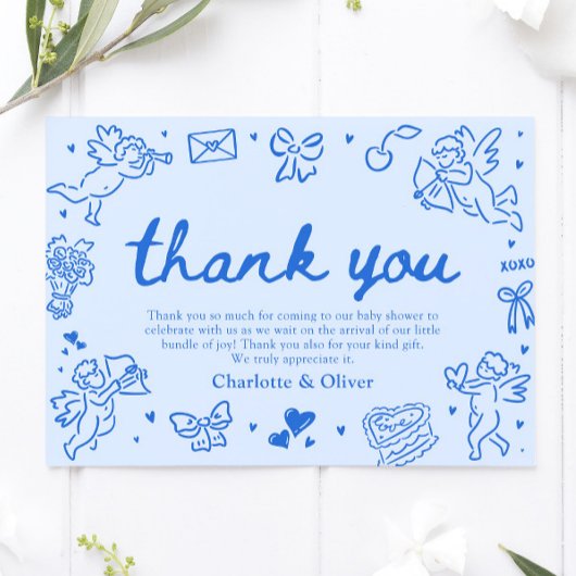 Carte de remerciement de Saint-Valentin dessinée à