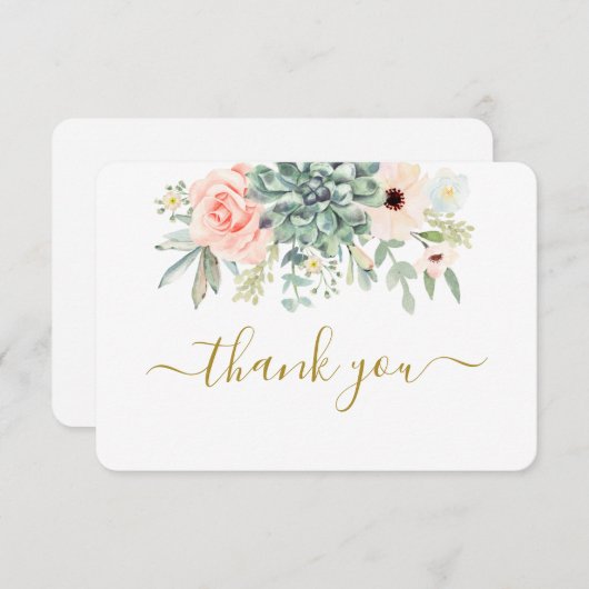 Carte de remerciement de succulentes (Devant / Derrière)