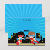 Carte de remerciement de super-héros Garçon Fille  (Devant / Derrière)