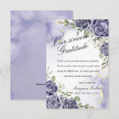 Carte de remerciement de sympathie florale indigo (Devant / Derrière)