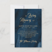 Carte de remerciement de sympathie Navy Blue & Gol (Devant)