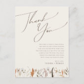 Carte de remerciement de table beige à fleurs sauv (Devant)