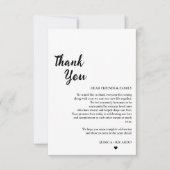 Carte de remerciement de table de mariage minimali (Devant)