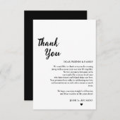 Carte de remerciement de table de mariage minimali (Devant / Derrière)