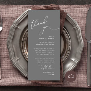 Carte de remerciement de table de mariage minimali