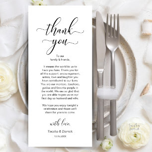 Carte de remerciement de table pour dîner de maria