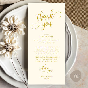 Carte de remerciement de table pour un dîner éléga