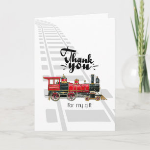 Carte de remerciement de train vintage esthétique