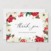 Carte de remerciement de vacances de Noël à fleurs (Devant)