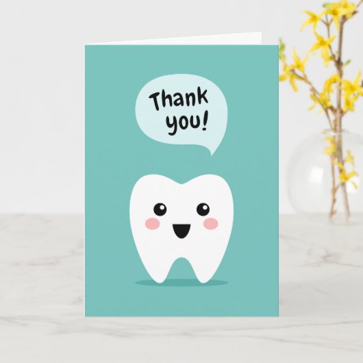 Carte de remerciement dentaire avec une dent migno (Fleur jaune)