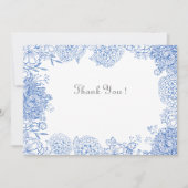 Carte de remerciement dessinée de fleurs bleues gr (Devant)