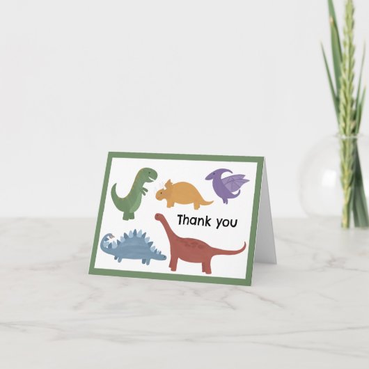 Carte de remerciement dinosaure pour l'anniversair (Devant)