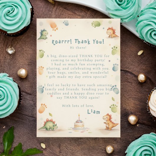 Carte de remerciement dinosaure Un-a-Saurus 1er an