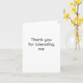 Carte de remerciement drôle 'Merci de me tolérer' (Fleur jaune)