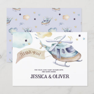 Carte de remerciement d'une fête d'hélicoptère à l