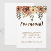 Carte de Remerciement Elegant Flora I've Moved (Devant / Derrière)