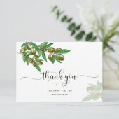 Carte de remerciement élégante à l'olive verte (Debout devant)