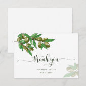 Carte de remerciement élégante à l'olive verte (Devant / Derrière)