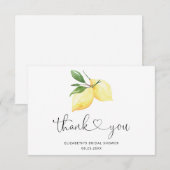 Carte de remerciement élégante aquarelle citron (Devant / Derrière)