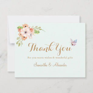 Carte de remerciement élégante aquarelle fleur pap