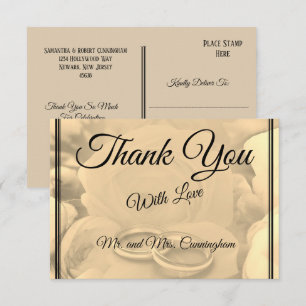 Carte de remerciement élégante aux fleurs et annea