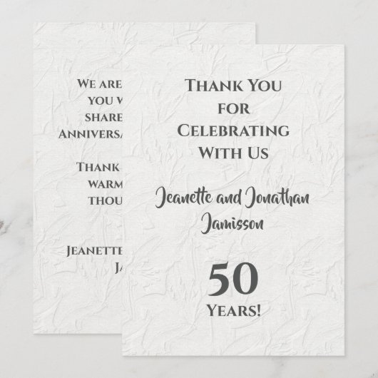 Carte de remerciement élégante avec fleurs blanche (Devant / Derrière)