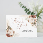 Carte de remerciement élégante beige boho herbe de (Debout devant)