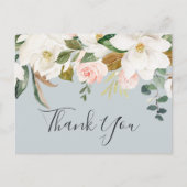 Carte de remerciement élégante bleu gris magnolia (Devant)