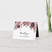 Carte de remerciement élégante bordeaux pour enter (Devant)