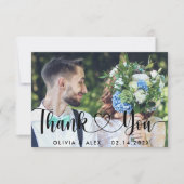 Carte de remerciement élégante chic script cœur d' (Devant)