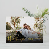 Carte de remerciement élégante de mariage avec écr (Debout devant)