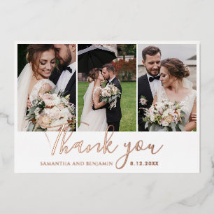 Carte de remerciement élégante de mariage avec feu