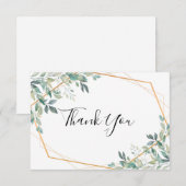 Carte de remerciement élégante Eucalyptus Vert dor (Devant / Derrière)