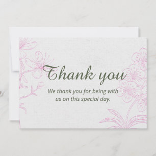 Carte de remerciement élégante florale PACS Pink B