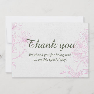 Carte de remerciement élégante florale PACS Pink B