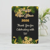 Carte de remerciement élégante noire et or pour le (Debout devant)