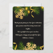 Carte de remerciement élégante noire et or pour le (Dos)