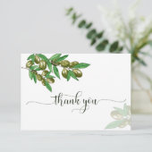 Carte de remerciement élégante olive (Debout devant)