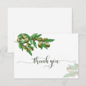 Carte de remerciement élégante olive (Devant / Derrière)