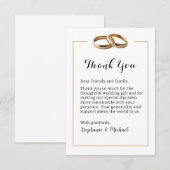 Carte de remerciement élégante pour alliances de m (Devant / Derrière)