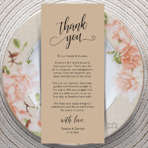 Carte de remerciement élégante pour le dîner de ma