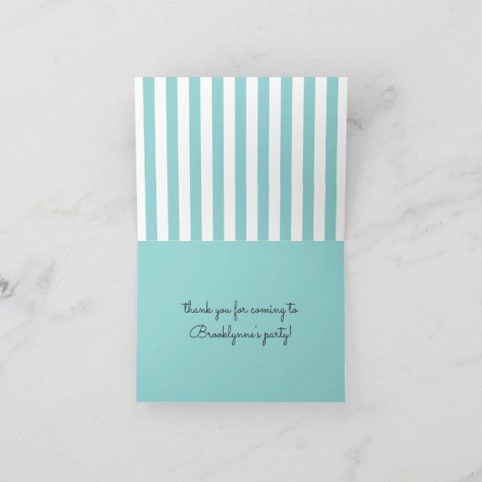 Carte de remerciement éléphant à rayures turquoise (Intérieur)