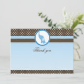 Carte de remerciement éléphant blanc bleu marron (Debout devant)
