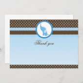 Carte de remerciement éléphant blanc bleu marron (Devant / Derrière)
