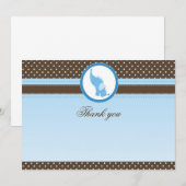 Carte de remerciement éléphant bleu marron vierge (Devant / Derrière)