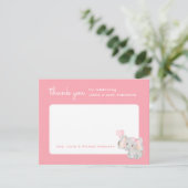 Carte de remerciement Éléphant Rose pour Baby Show (Debout devant)