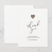 Carte de remerciement en bois rustique en forme de (Devant / Derrière)