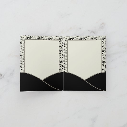Carte de remerciement en damas Crème d'Ivoire Noir (Intérieur)