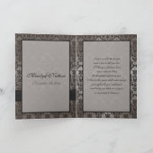 Carte de remerciement en damas gris et noir avec p (Intérieur)