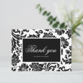 Carte de remerciement en damas noir et blanc (Debout devant)